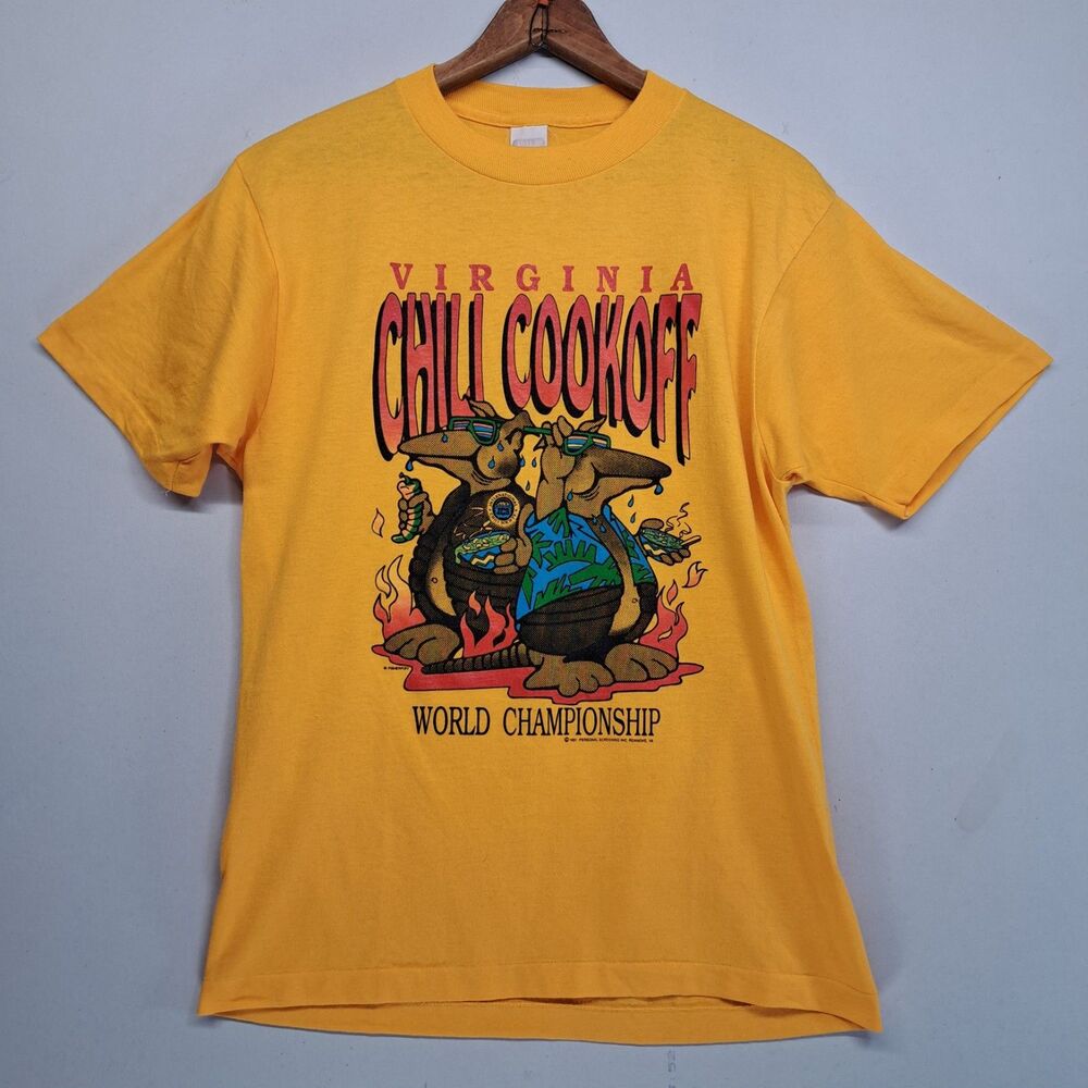 Vintage Single Stitch Virginia Chili Cookoff T Shirt Yellow M / L  1991